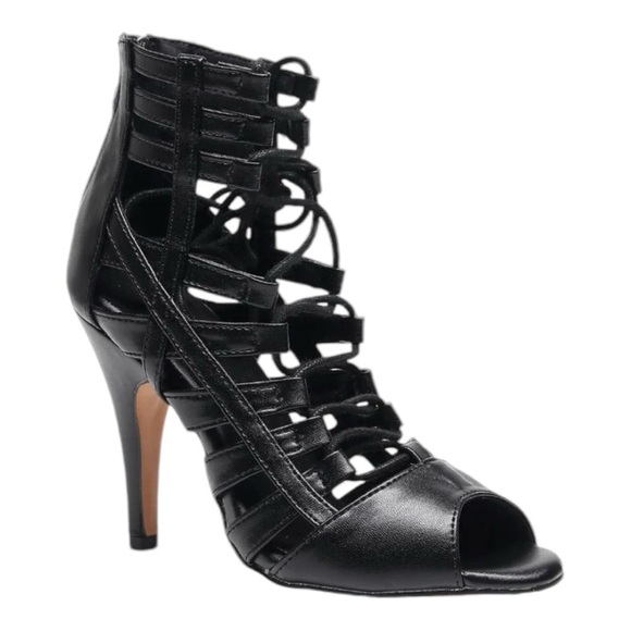 NWT BURJU Tiyah Open Toe Strappy Lace Up Heeled Sandals | Size 11 - Picture 1 of 11
